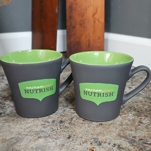 Rachael Ray Nutrish Gray & Green Coffee Cups Mugs Set